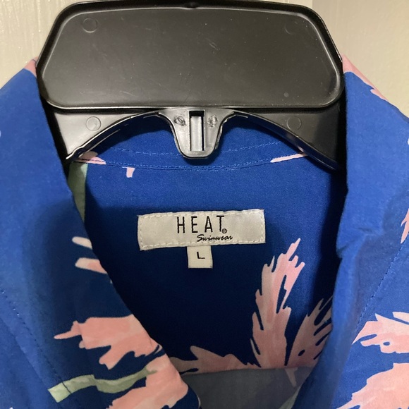 Tropical Blue and Pink Palm Men's Shirt - Picture 3 of 4